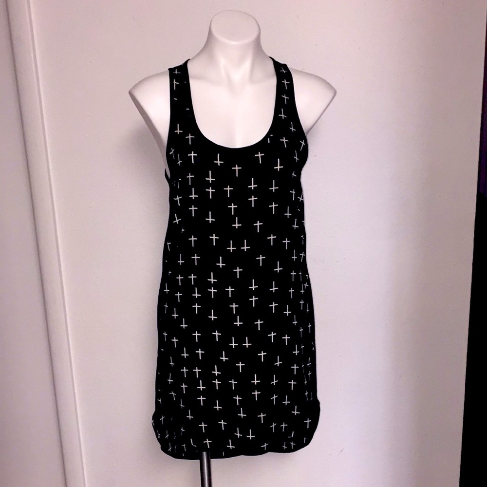 Lush Cross Sheer Razorback Tunic dress